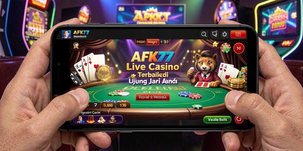 Tangkapan layar AFK77 menampilkan dealer live dan meja permainan yang menarik.