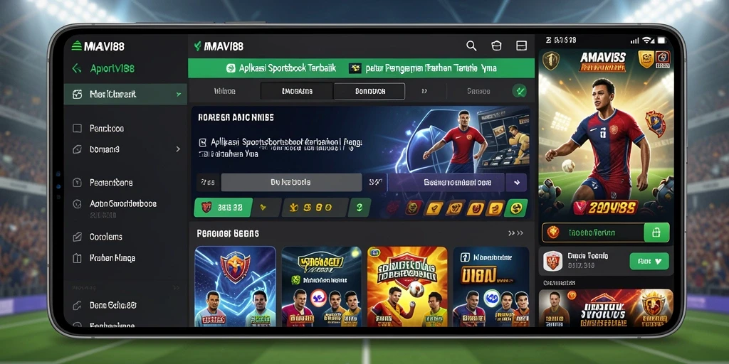 Screenshot utama AMAVI88 menampilkan antarmuka pengguna yang intuitif dan pilihan taruhan olahraga.