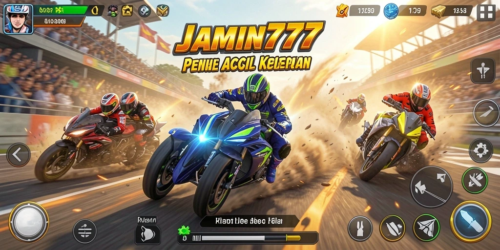 Tampilan gameplay mendebarkan dari balapan mobil dalam JAMIN777.