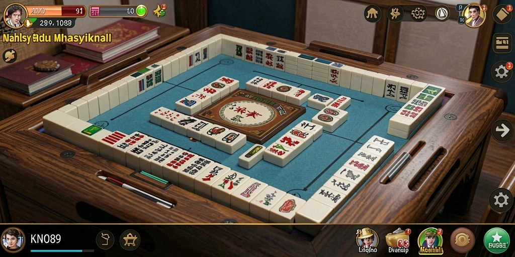 Tampilan gameplay KNO89 yang menarik dengan ubin Mahjong berwarna-warni.