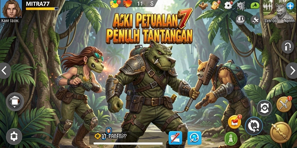 Screenshot utama MITRA77 memperlihatkan aksi seru dalam gameplay.