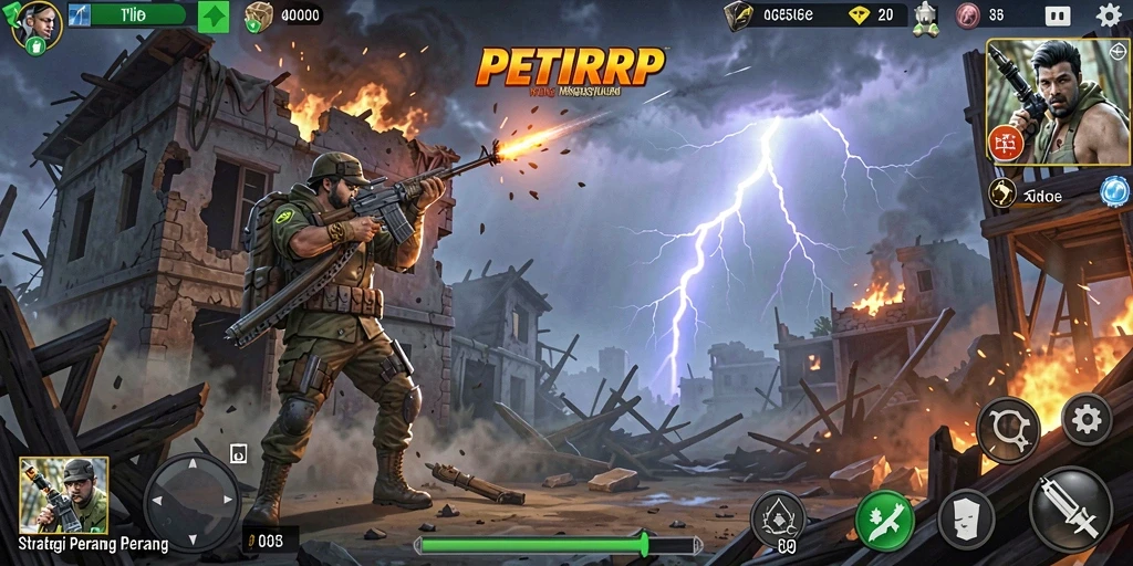 Screenshot gameplay PETIRRP menunjukkan aksi strategi yang menegangkan.