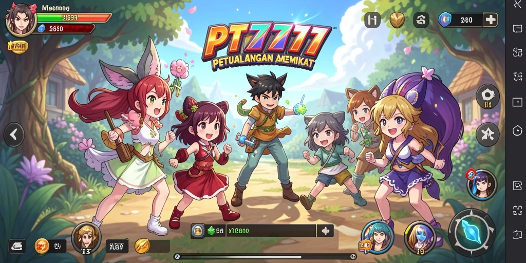 Gameplay PT777 yang penuh warna dan karakter anime yang menarik.