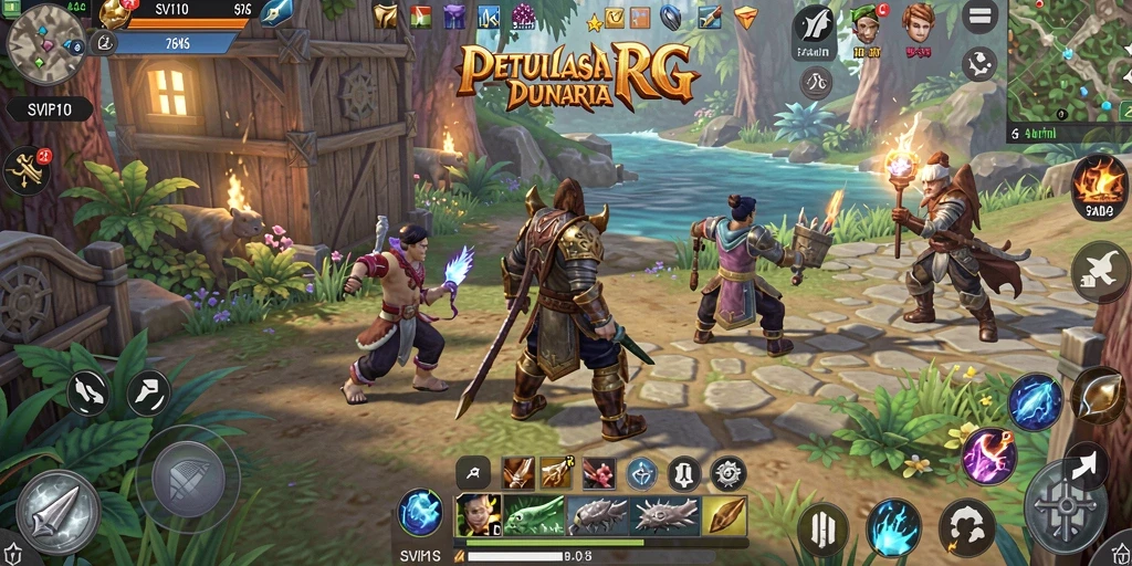 Screenshot gameplay RPG SVIP10 yang menampilkan pertarungan epik.