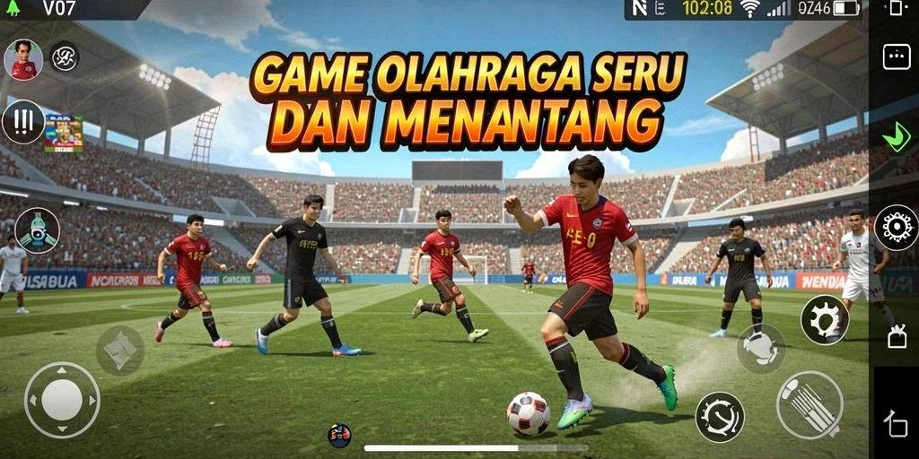 Screenshot V07 menampilkan aksi gameplay olahraga yang mendebarkan.